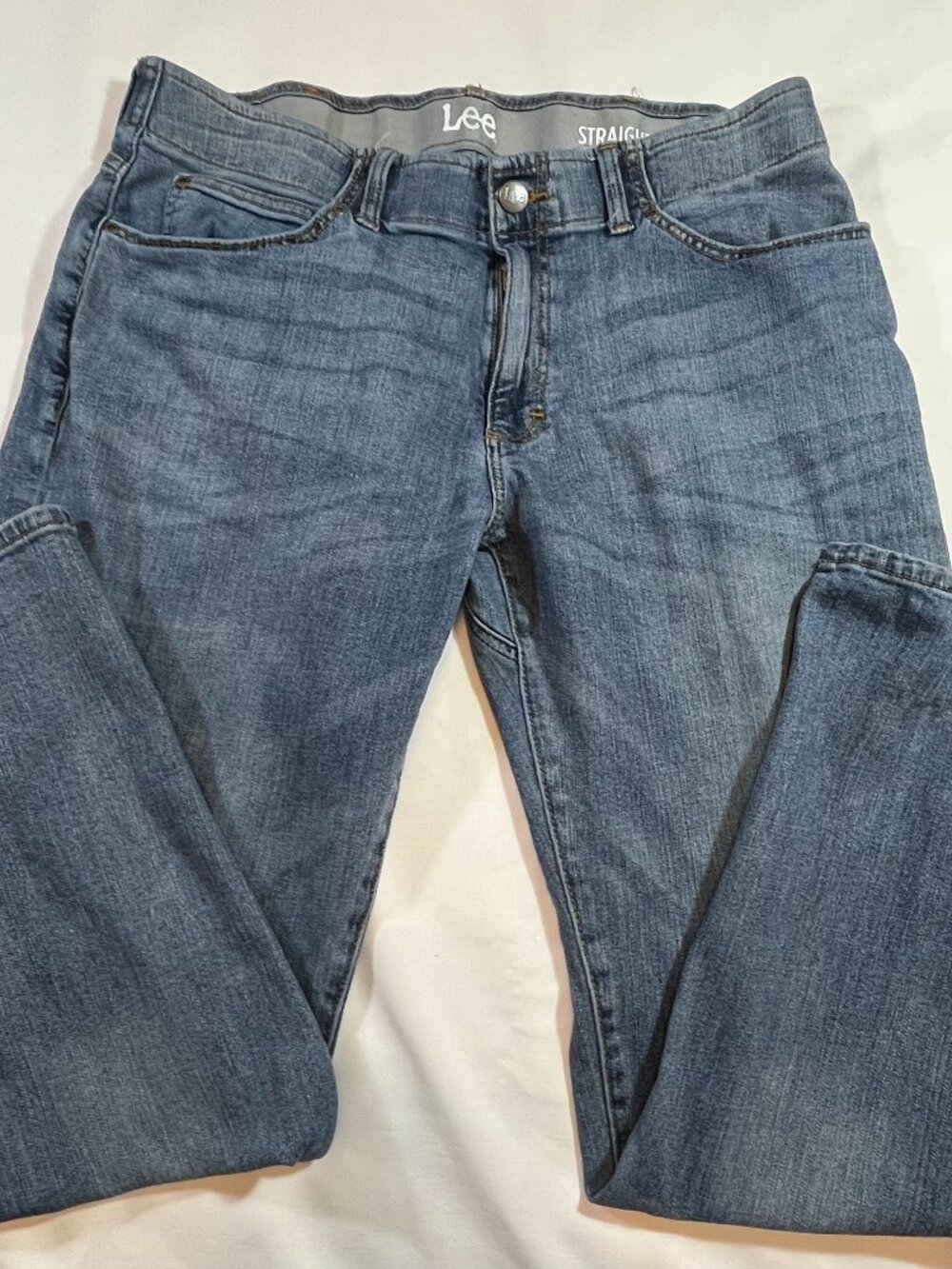 Lee Vintage Blue Denim Jeans with Leather Patch - 36X32